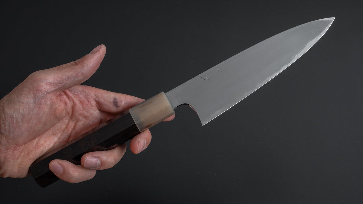 Hitohira Togashi White #1 Stainless Clad Kasumi Utility 165mm Ebony Handle - HITOHIRA
