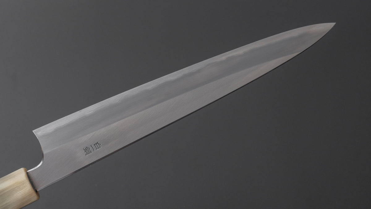 Hitohira Togashi White #1 Stainless Clad Migaki Sujihiki 240mm Ziricote Handle - HITOHIRA