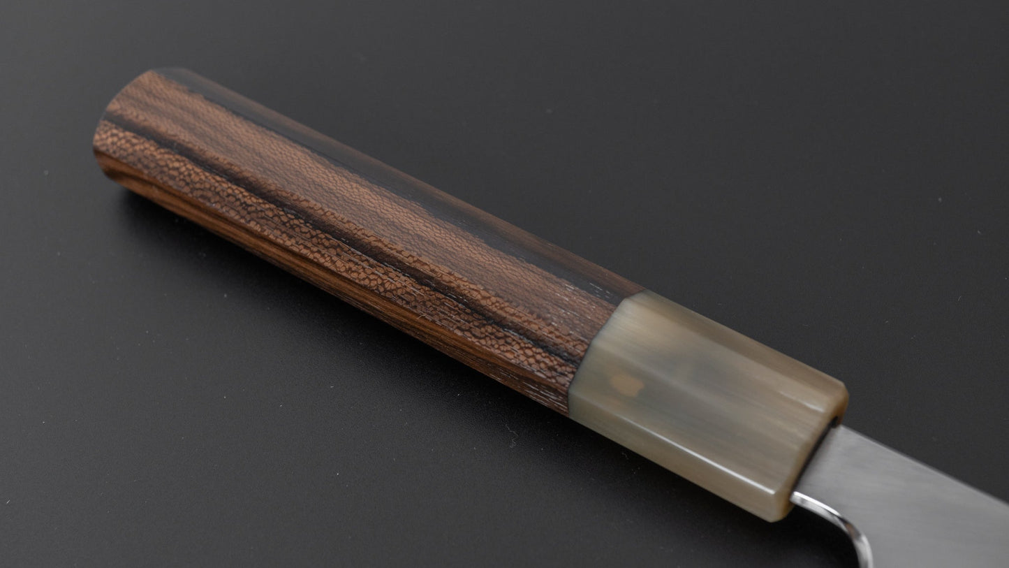 Hitohira Togashi White #1 Stainless Clad Migaki Sujihiki 240mm Ziricote Handle - HITOHIRA