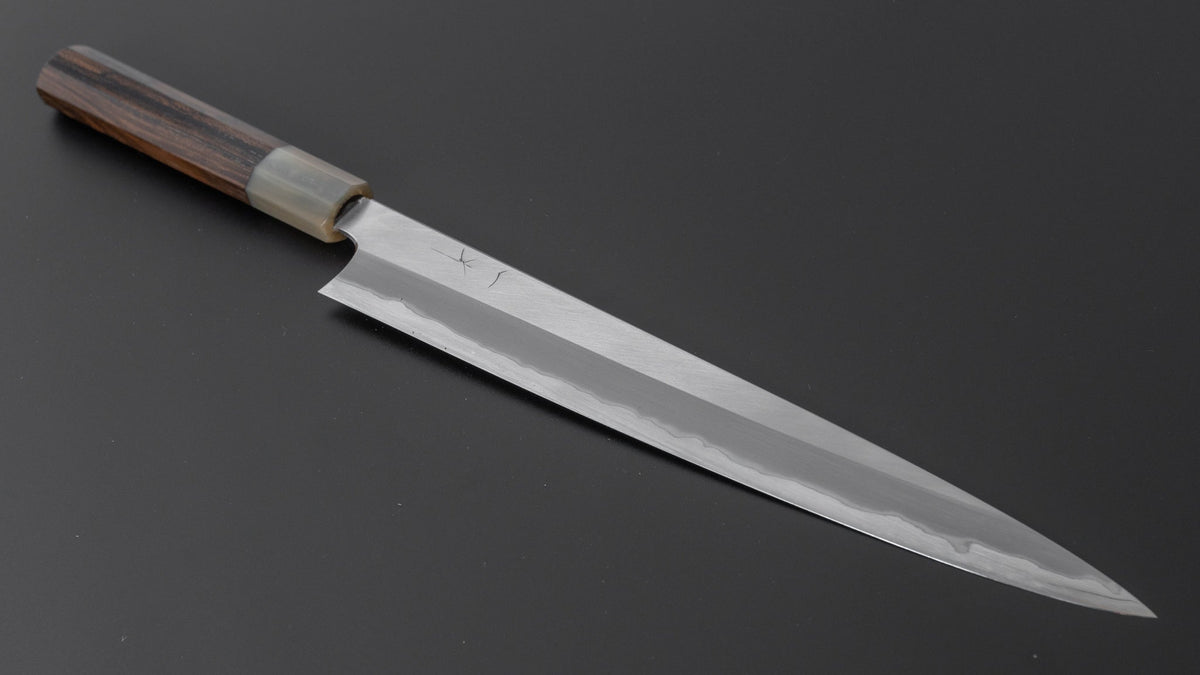 Hitohira Togashi White #1 Stainless Clad Migaki Sujihiki 270mm Ziricote Handle - HITOHIRA