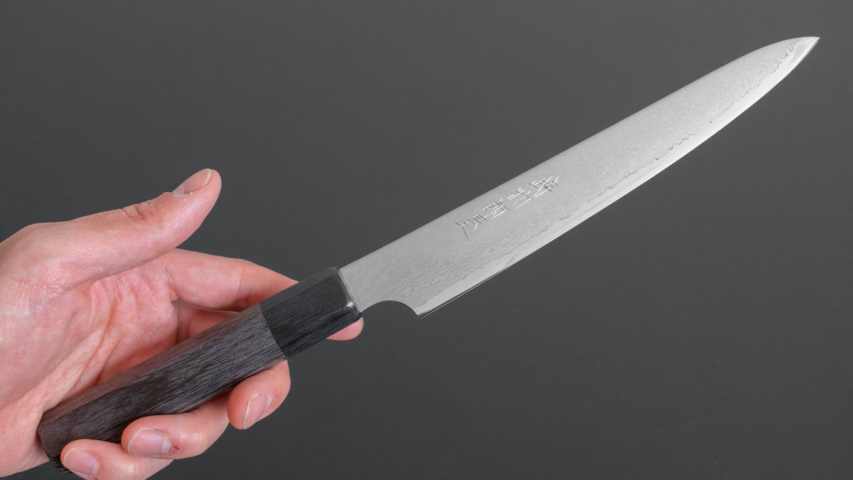 Hitohira Imojiya TH Damascus Petty 180mm Pakka Handle (Gray) - HITOHIRA