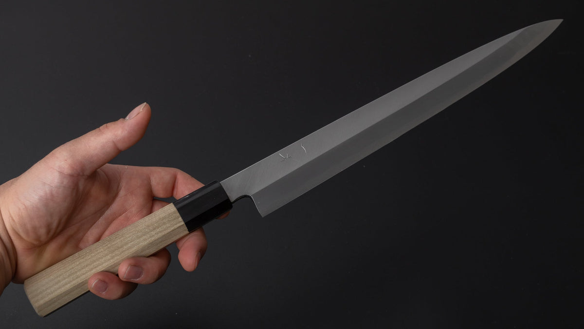 Hitohira Kikuchiyo Manzo Blue #2 Yanagiba 300mm Ho Wood Handle (Thinner/ Saya) - HITOHIRA