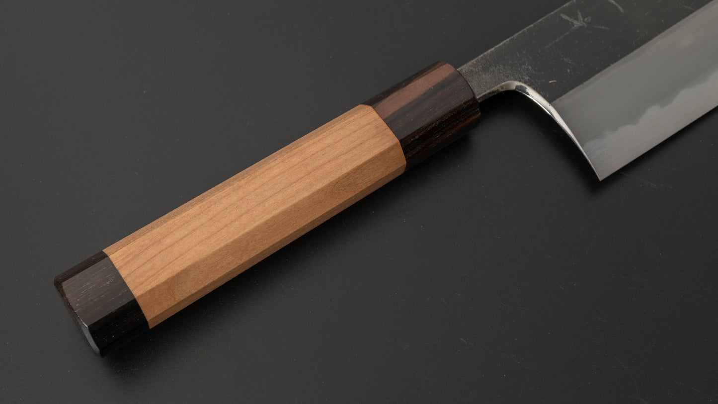 Hitohira Togashi Blue #2 Kurouchi Nakiri Cherry Wood Handle (Ebony End) - HITOHIRA