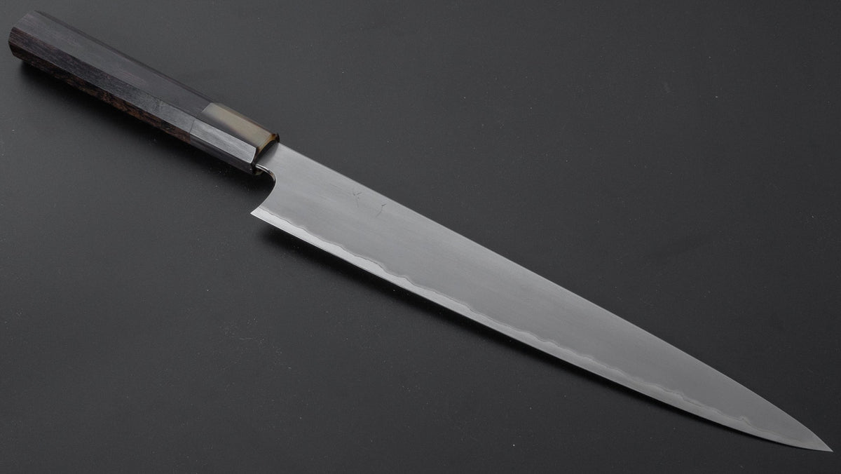 Hitohira Togashi White #1 Stainless Clad Kasumi Sujihiki 270mm Ebony Handle - HITOHIRA