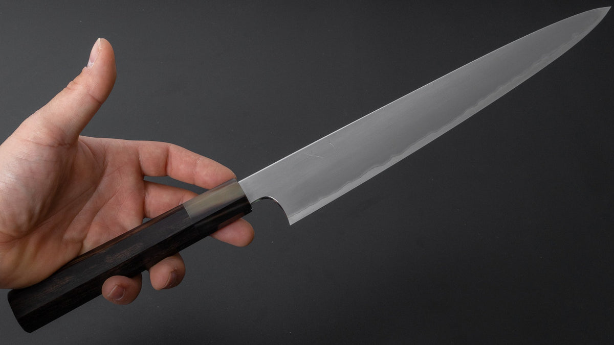 Hitohira Togashi White #1 Stainless Clad Kasumi Sujihiki 270mm Ebony Handle - HITOHIRA