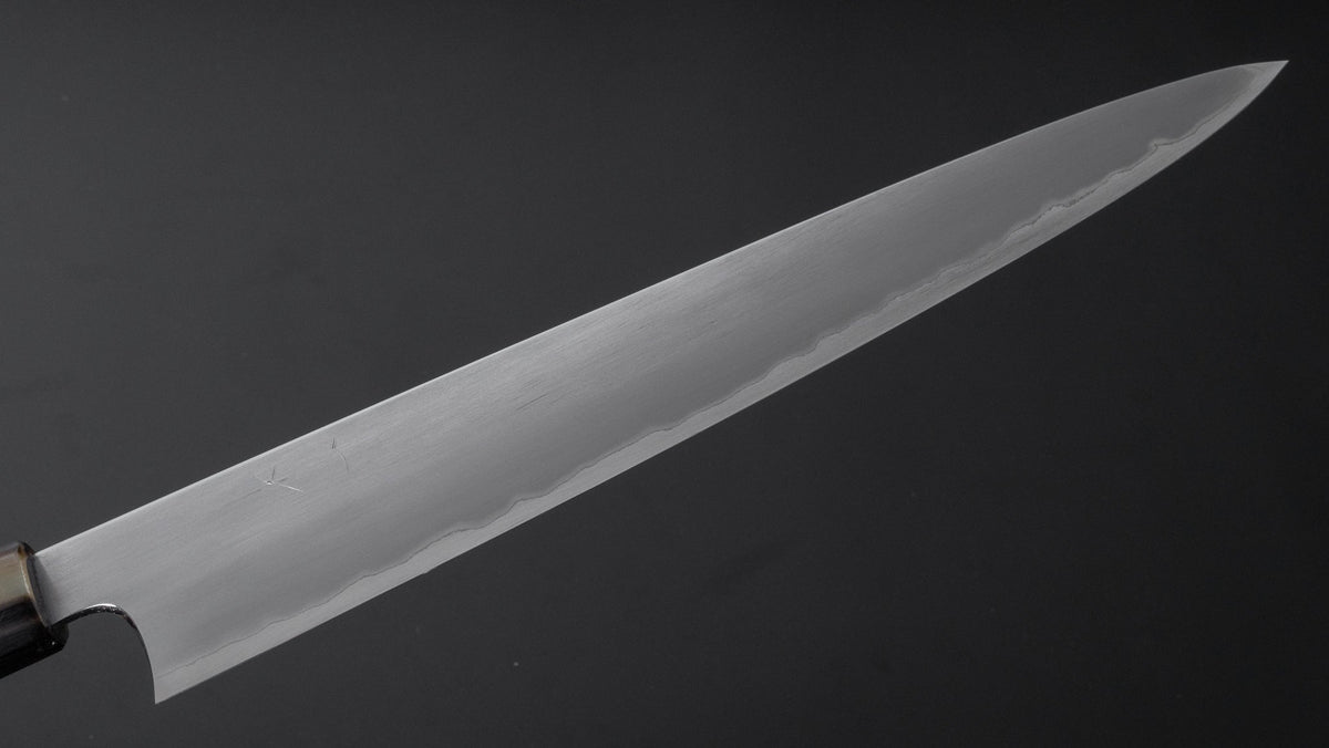 Hitohira Togashi White #1 Stainless Clad Kasumi Sujihiki 270mm Ebony Handle - HITOHIRA