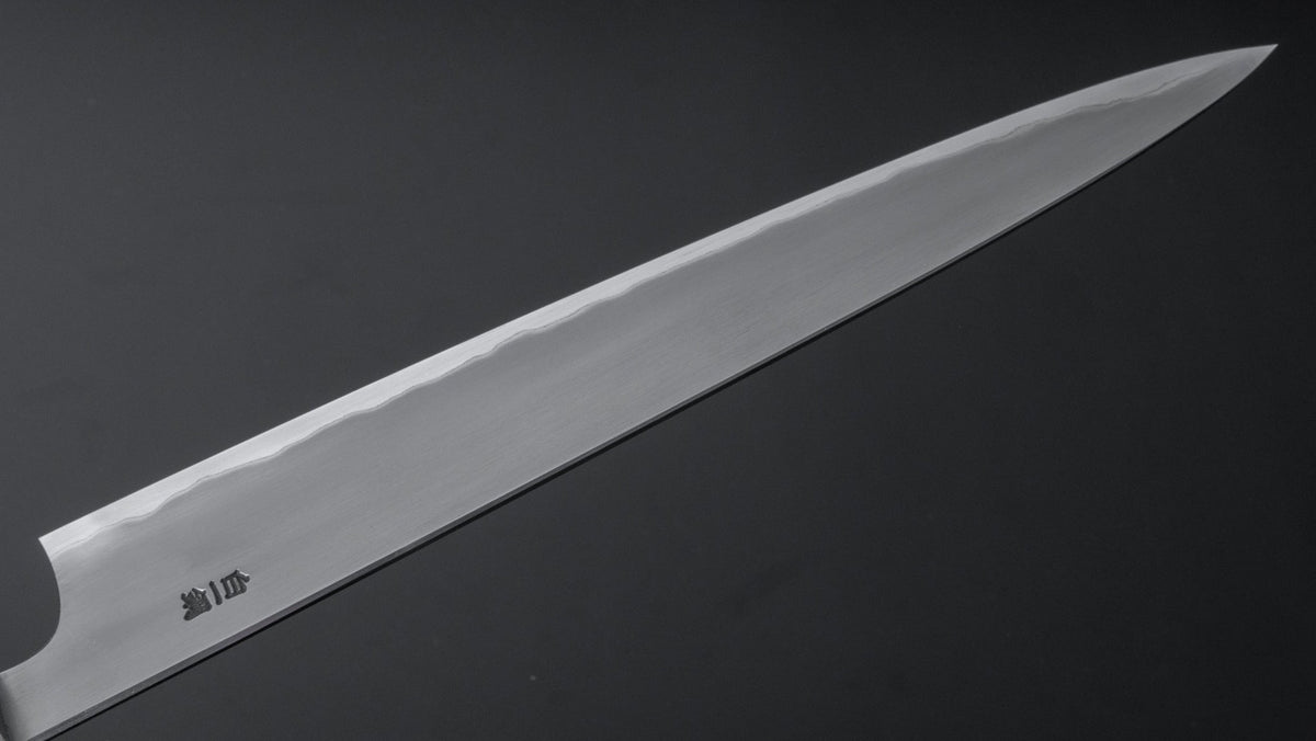 Hitohira Togashi White #1 Stainless Clad Kasumi Sujihiki 270mm Ebony Handle - HITOHIRA