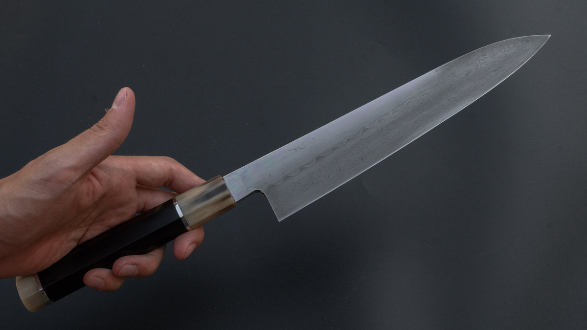 Hitohira Shiraki Yohei Blue #1 Mizu-Honyaki Limited Gyuto 240mm Taihei Ebony Handle (#2) | HITOHIRA