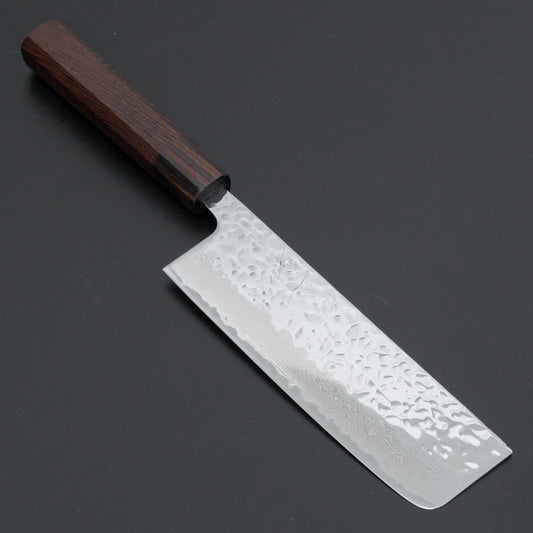 Hitohira Futana Stainless Polished Tsuchime Damascus Nakiri 165mm Tagayasan Handle