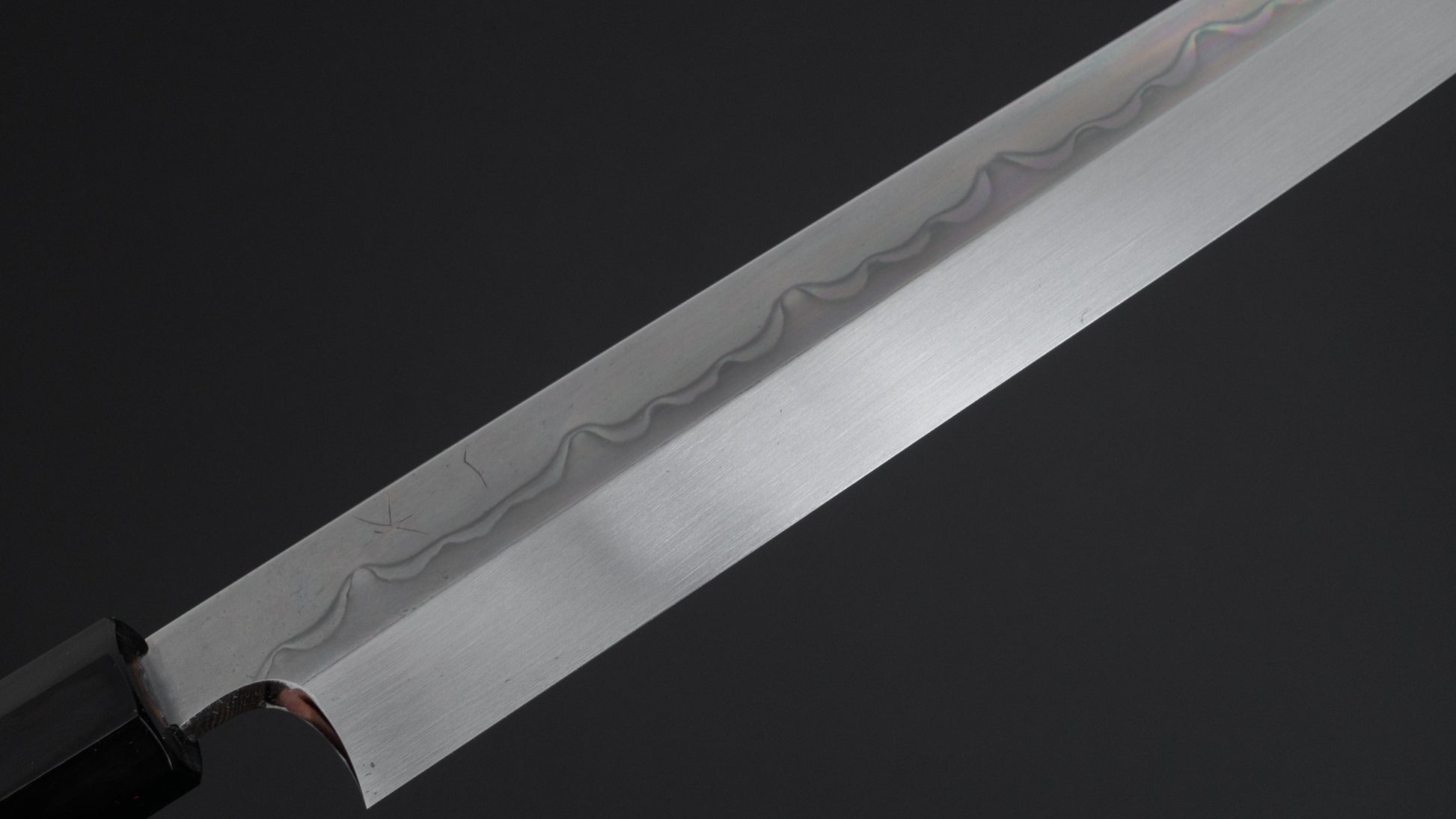 Hitohira Togashi White #1 Sanbonsugi Mizu Honyaki Yanagiba 300mm Kurokaki Persimmon Handle (Saya) - HITOHIRA