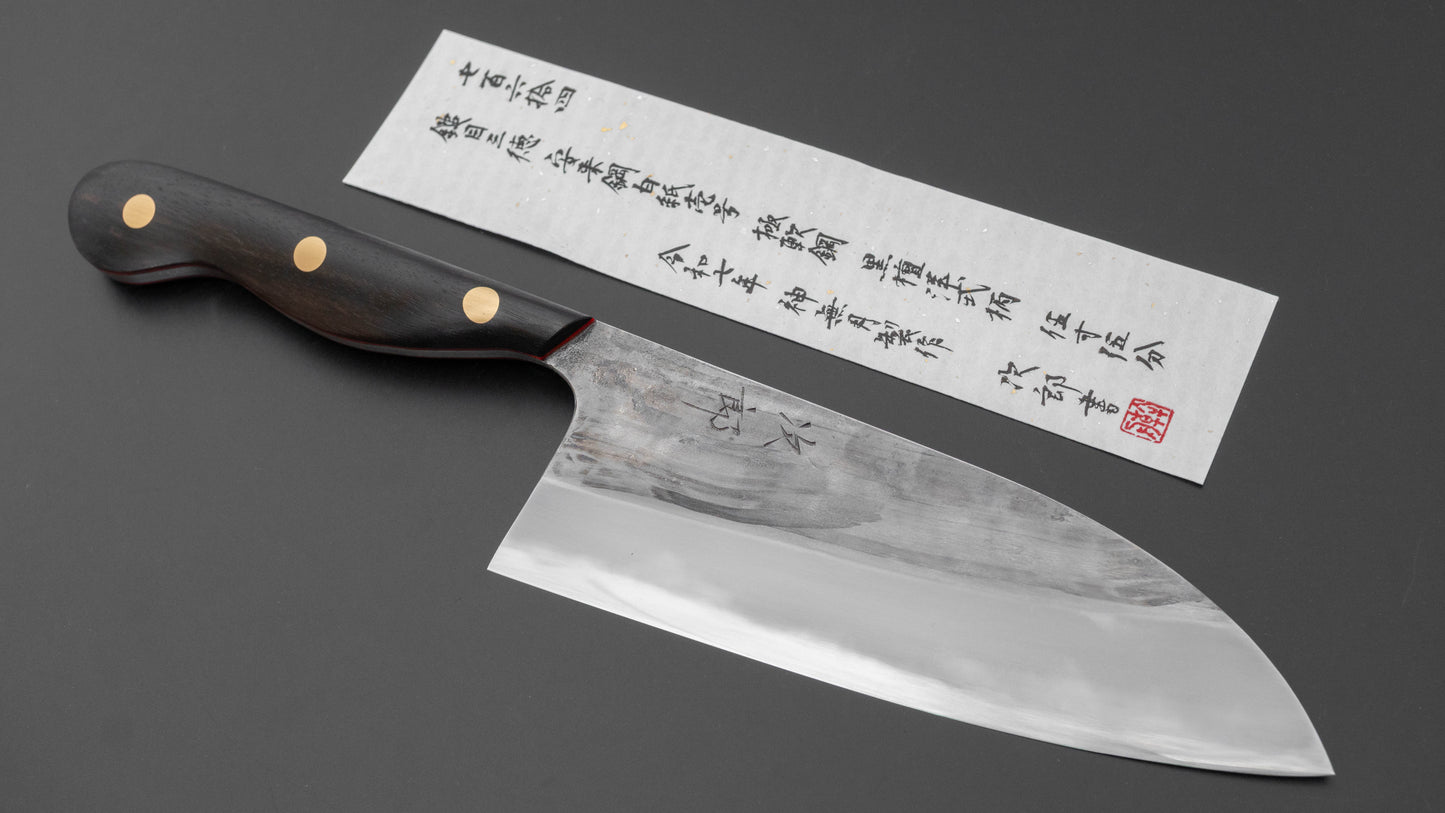 Jiro Tsuchime Yo Santoku 165mm Ebony Handle (#764)