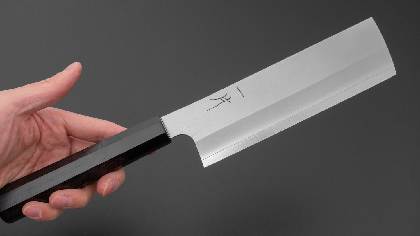 Hitohira Silver #3 Nashiji Nakiri 165mm Ebony Handle