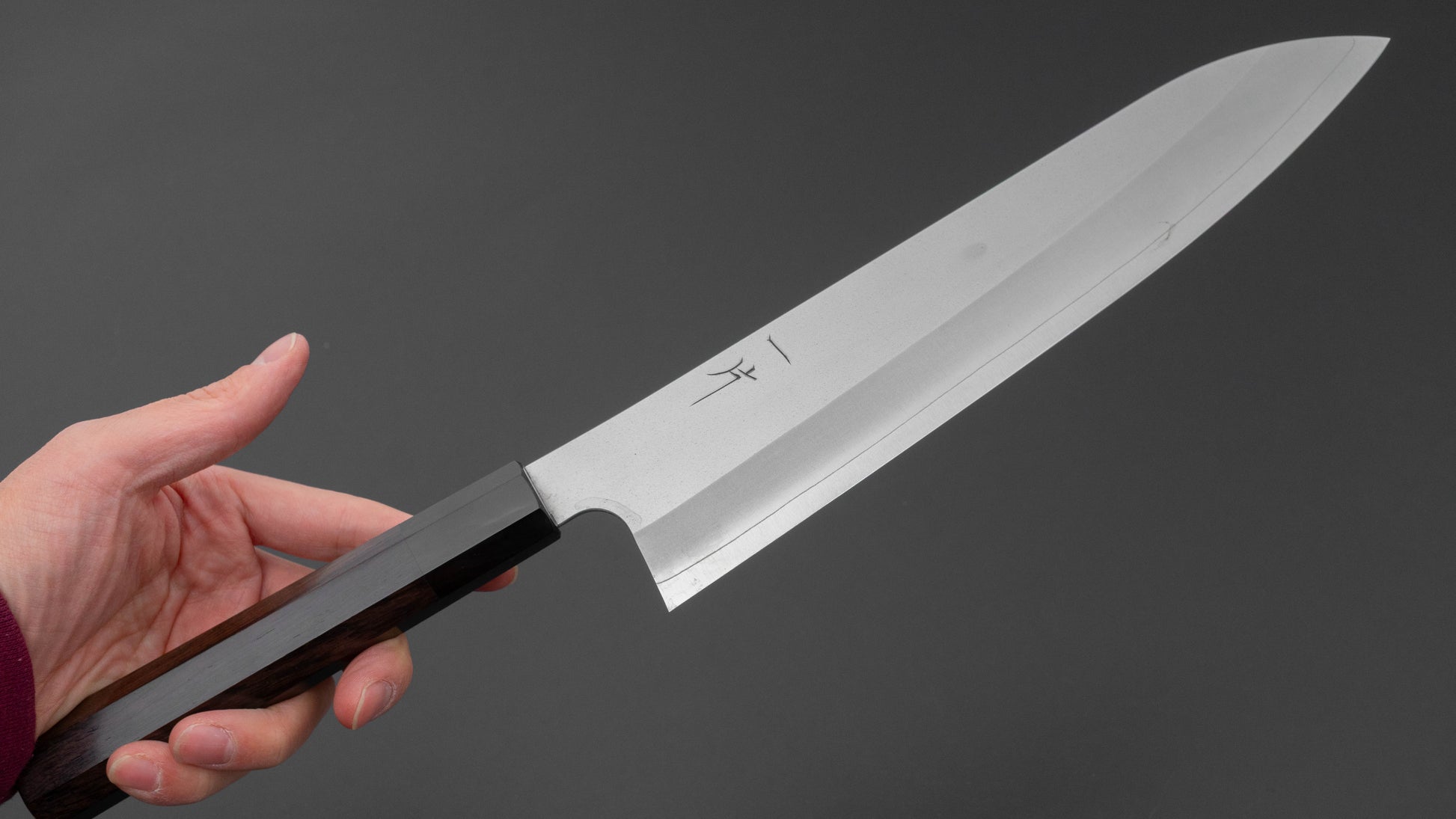 Hitohira Silver #3 Nashiji Gyuto 240mm Ebony Handle