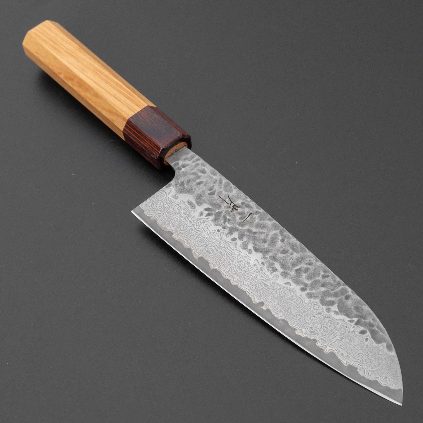 Hitohira Futana Stainless Tsuchime Damascus Santoku 170mm Keyaki Zelkova Handle