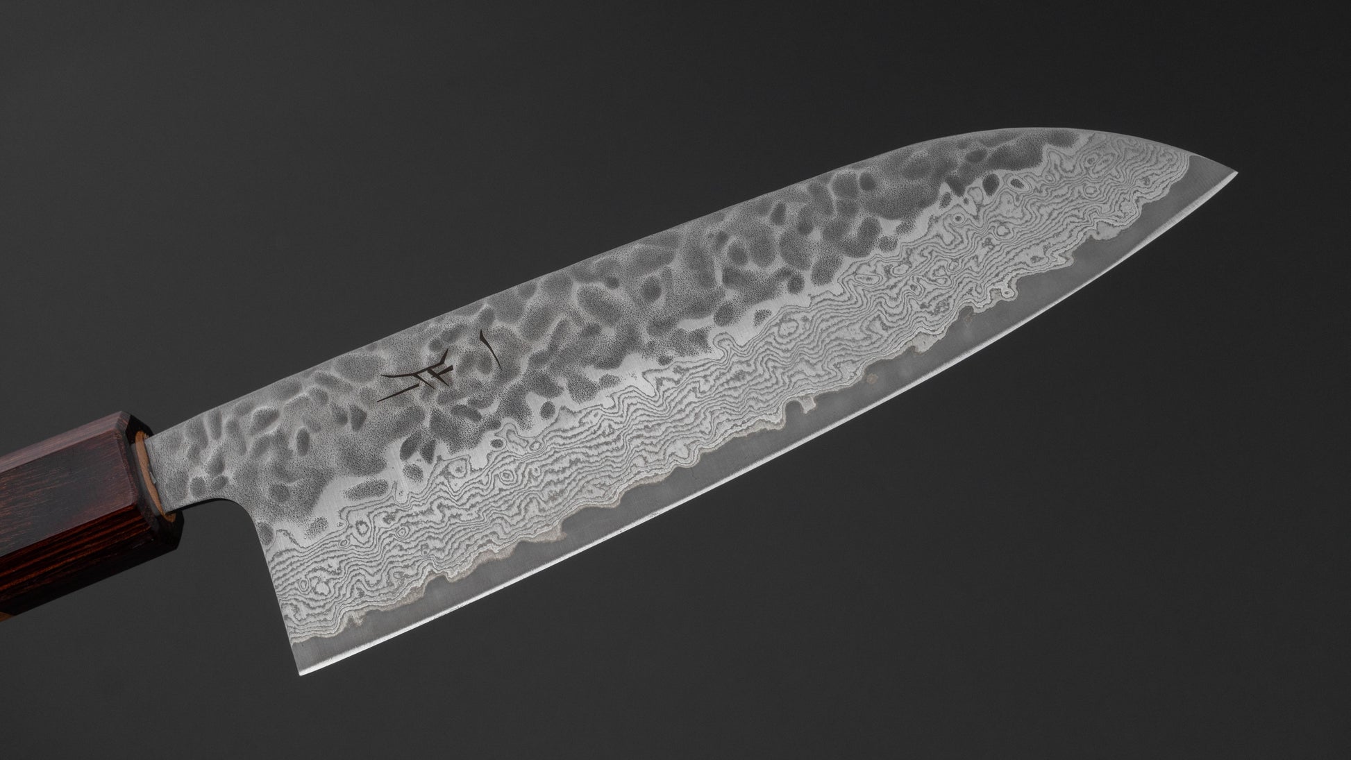 Hitohira Futana Stainless Tsuchime Damascus Santoku 170mm Keyaki Zelkova Handle