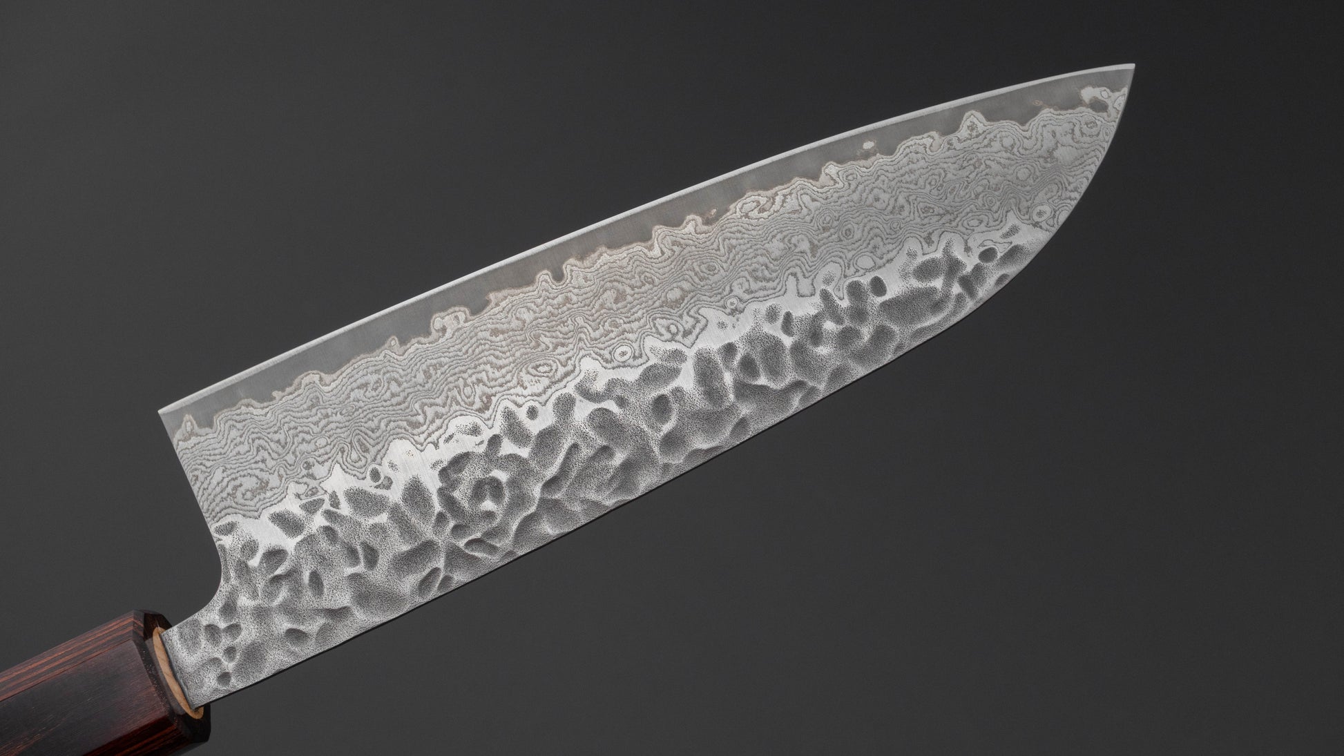Hitohira Futana Stainless Tsuchime Damascus Santoku 170mm Keyaki Zelkova Handle