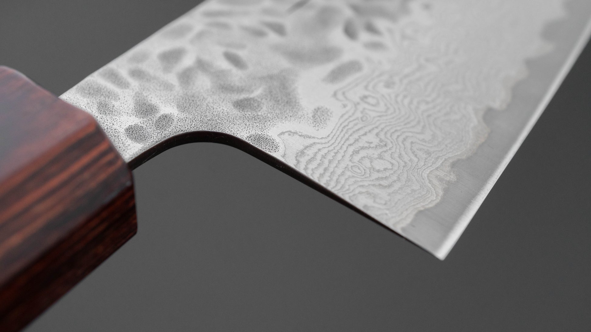 Hitohira Futana Stainless Tsuchime Damascus Santoku 170mm Keyaki Zelkova Handle