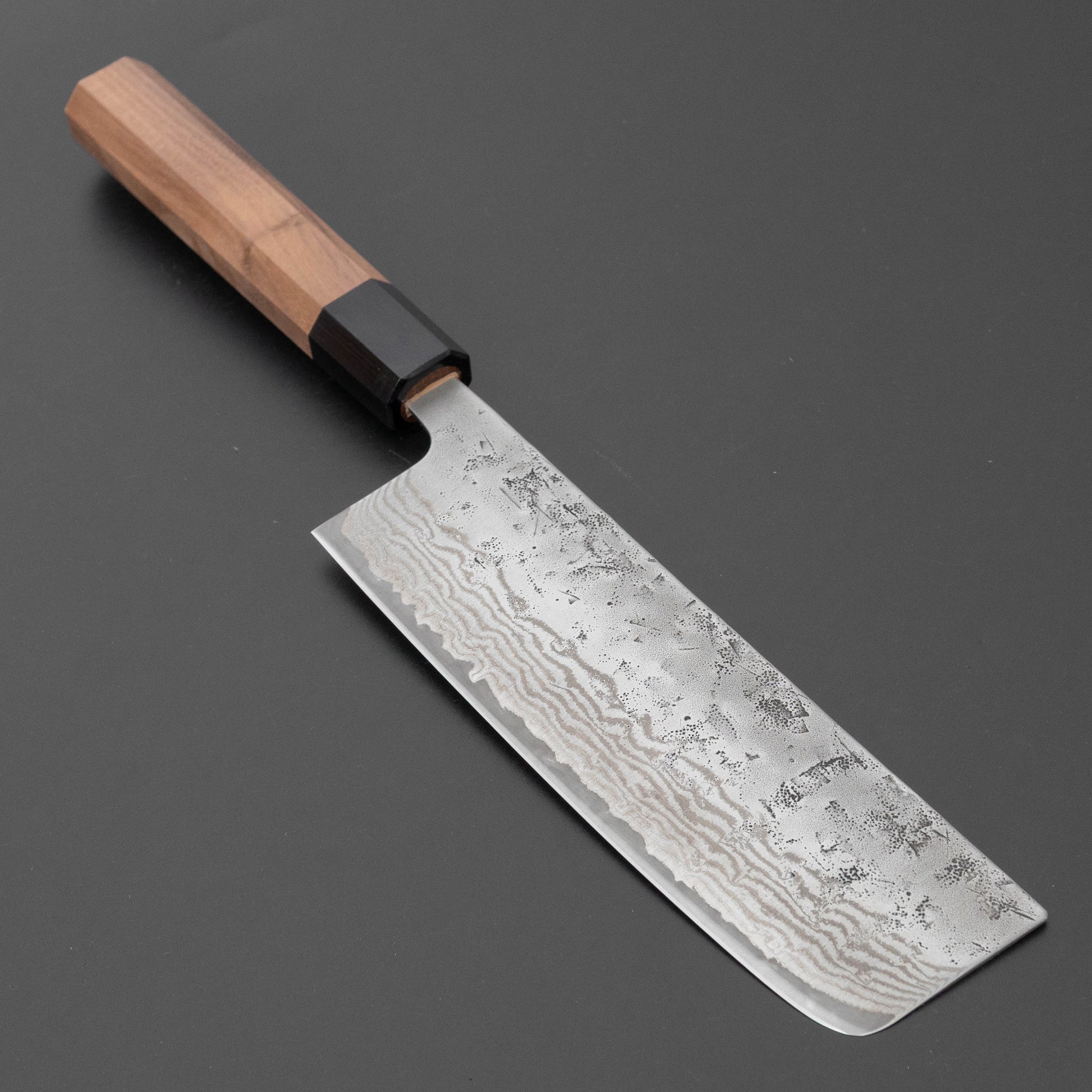 Hitohira Futana Swedish Stainless Nashiji Damascus Nakiri 165mm Walnut Handle
