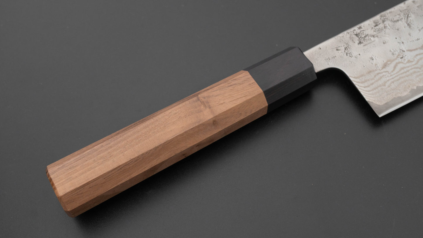Hitohira Futana Swedish Stainless Nashiji Damascus Nakiri 165mm Walnut Handle