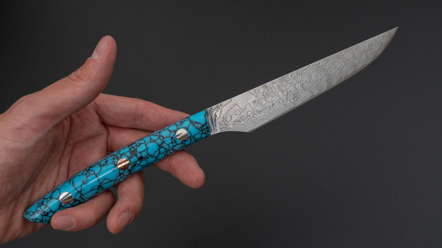 Hitohira Saji SG2 Steak knife and Fork Set Imitation Turquoise Handle - HITOHIRA