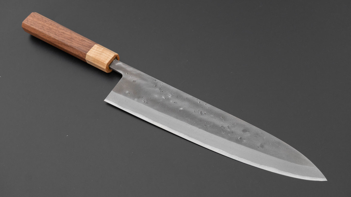 Hitohira TD Blue #2 Stainless Clad Nashiji Gyuto 240mm Walnut Handle