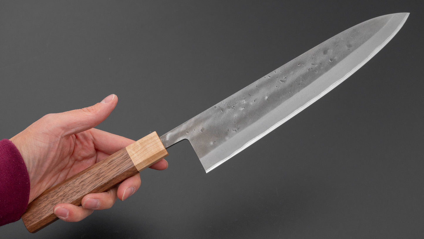 Hitohira TD Blue #2 Stainless Clad Nashiji Gyuto 240mm Walnut Handle