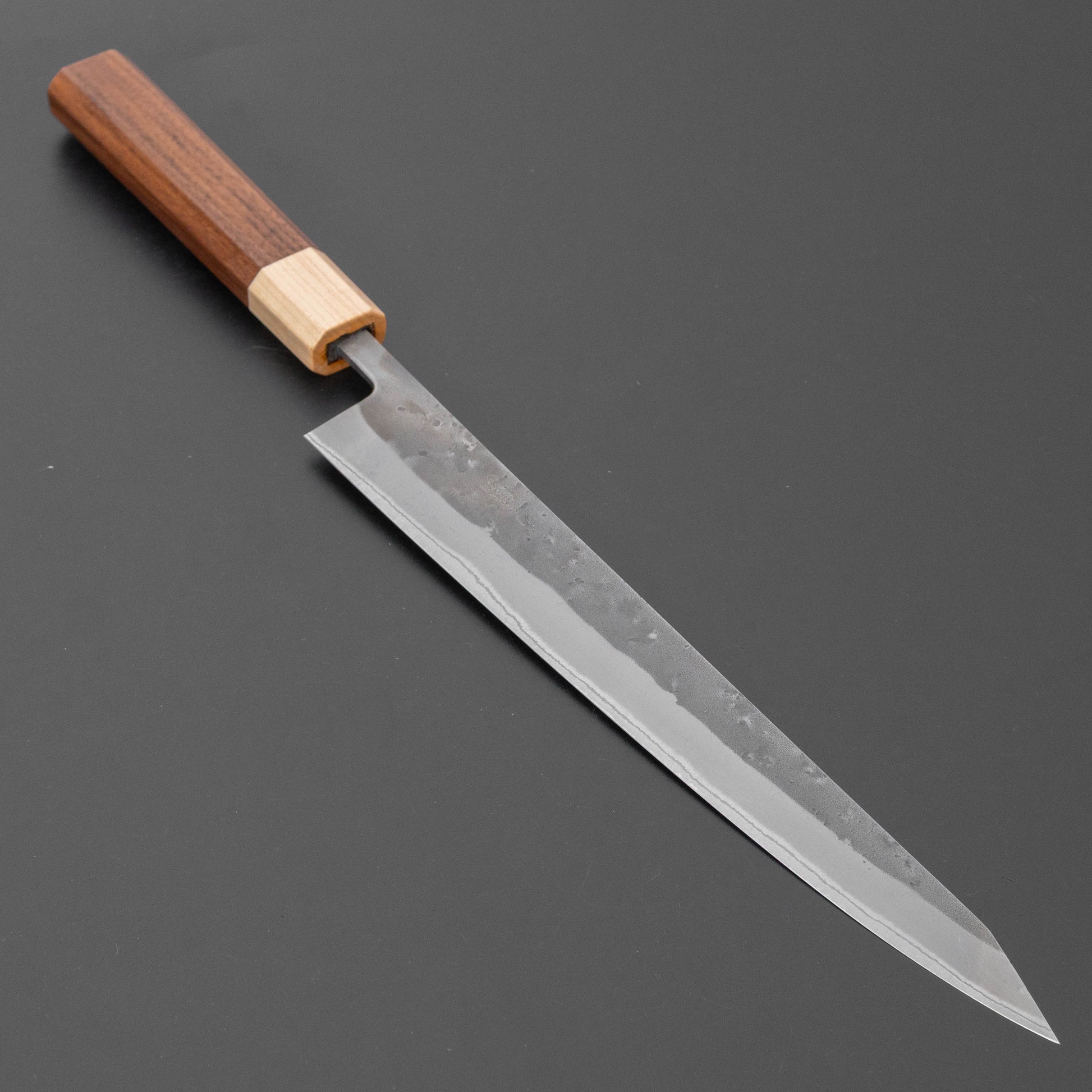 Hitohira TD Blue #2 Stainless Clad Nashiji Sujihiki 240mm Walnut Handle