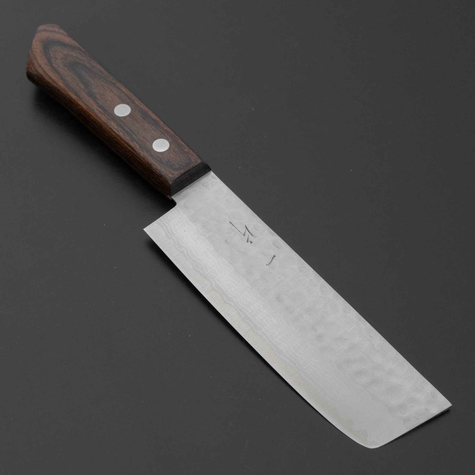 Hitohira NM V10 Tsuchime Damascus Nakiri 130mm Brown Pakka Handle (No Bolster)