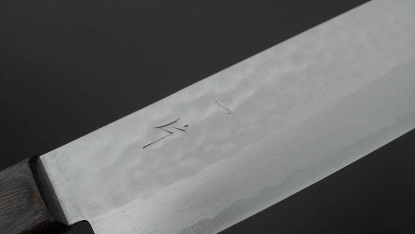 Hitohira NM V10 Tsuchime Damascus Nakiri 130mm Brown Pakka Handle (No Bolster)