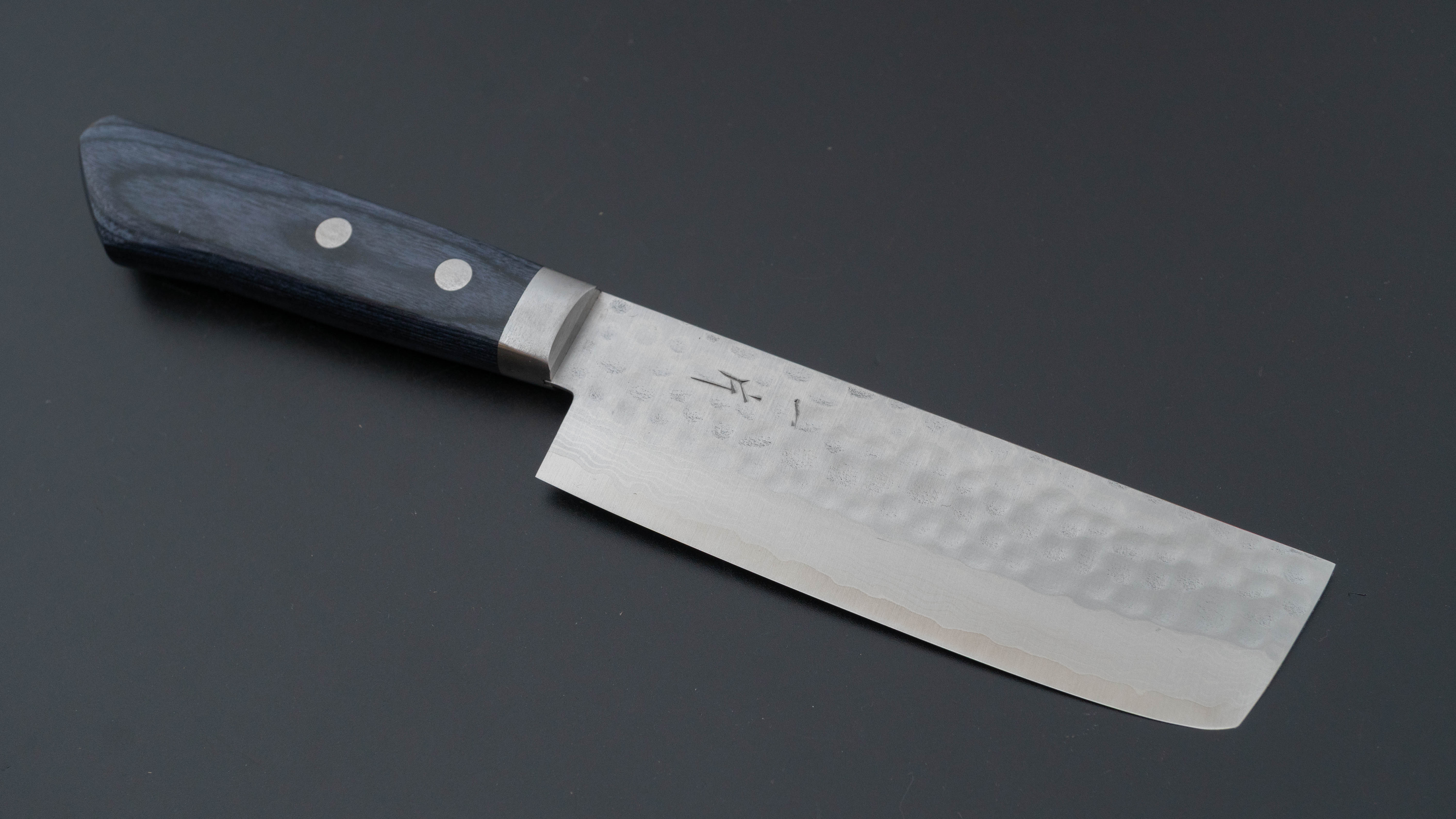 ひとひら NM V金10号 槌目ダマスカス 菜切 130mm 青合板柄 – HITOHIRA