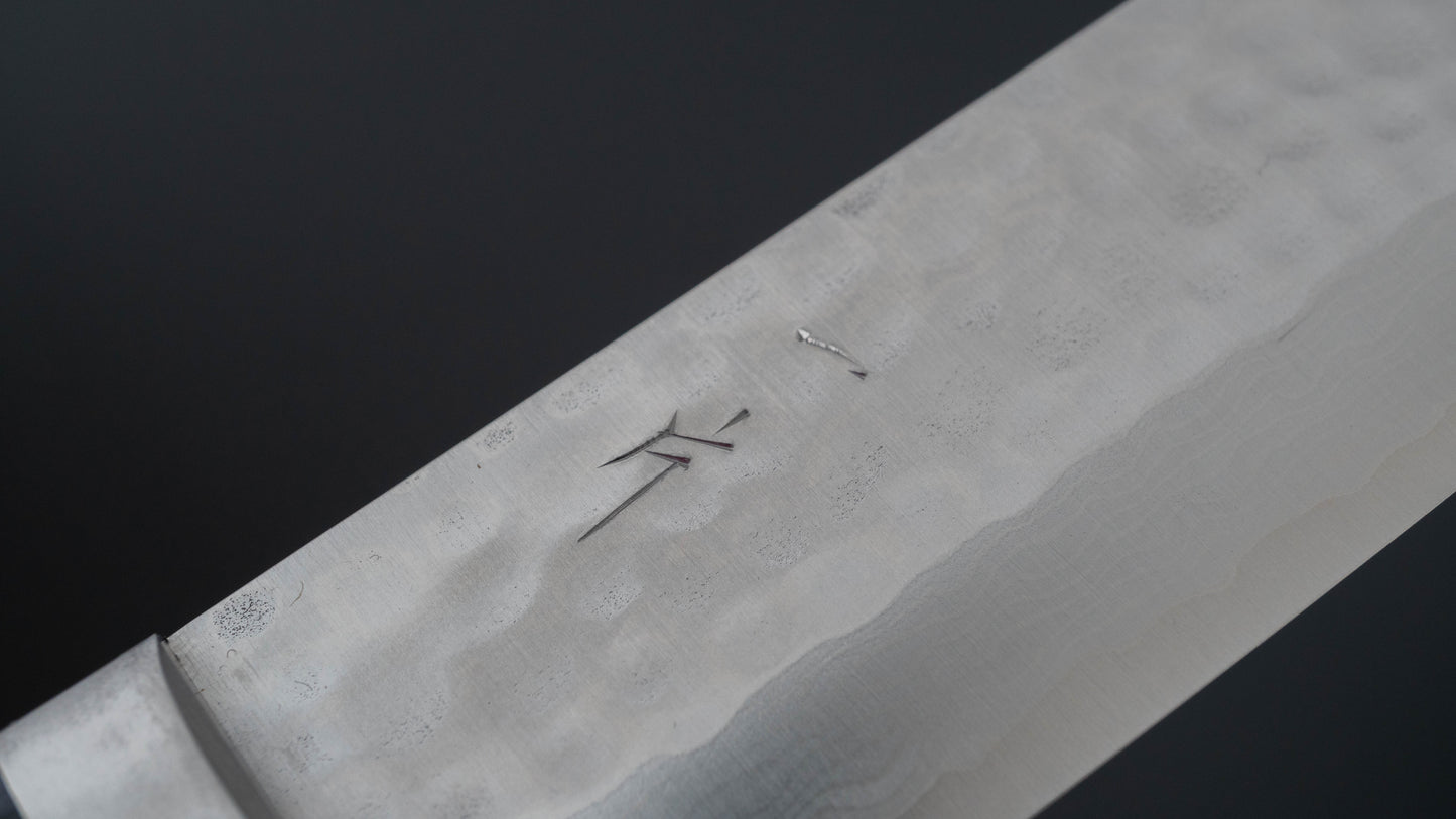 Hitohira NM V10 Tsuchime Damascus Nakiri 130mm Blue Pakka Handle