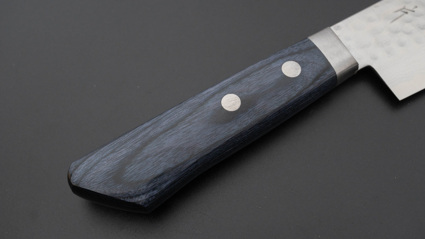Hitohira NM V10 Tsuchime Damascus Nakiri 130mm Blue Pakka Handle
