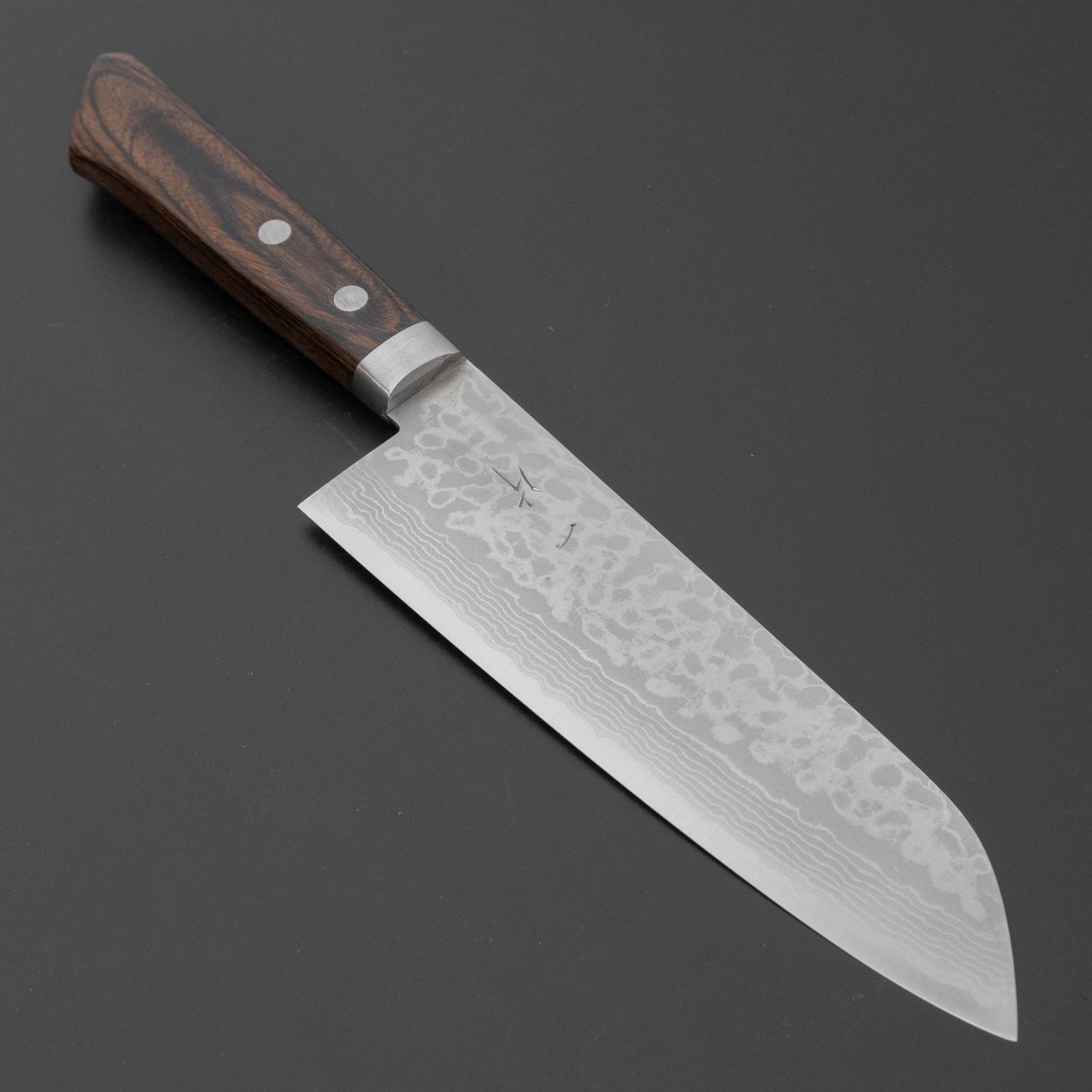 Hitohira NM V10 Damascus Santoku 170mm Brown Pakka Handle