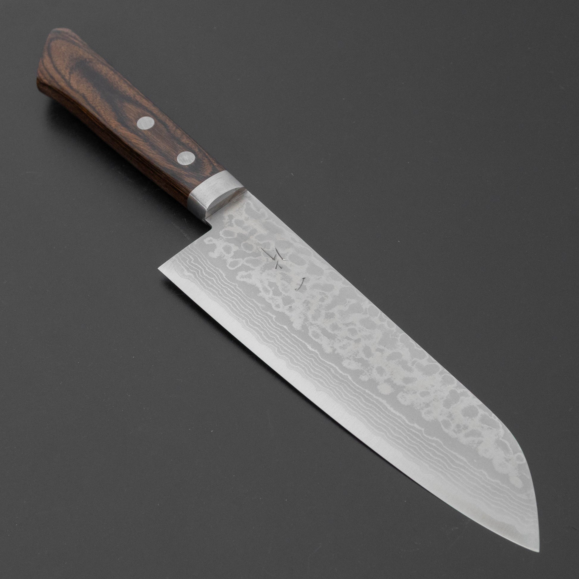 Hitohira NM V10 Damascus Santoku 170mm Brown Pakka Handle
