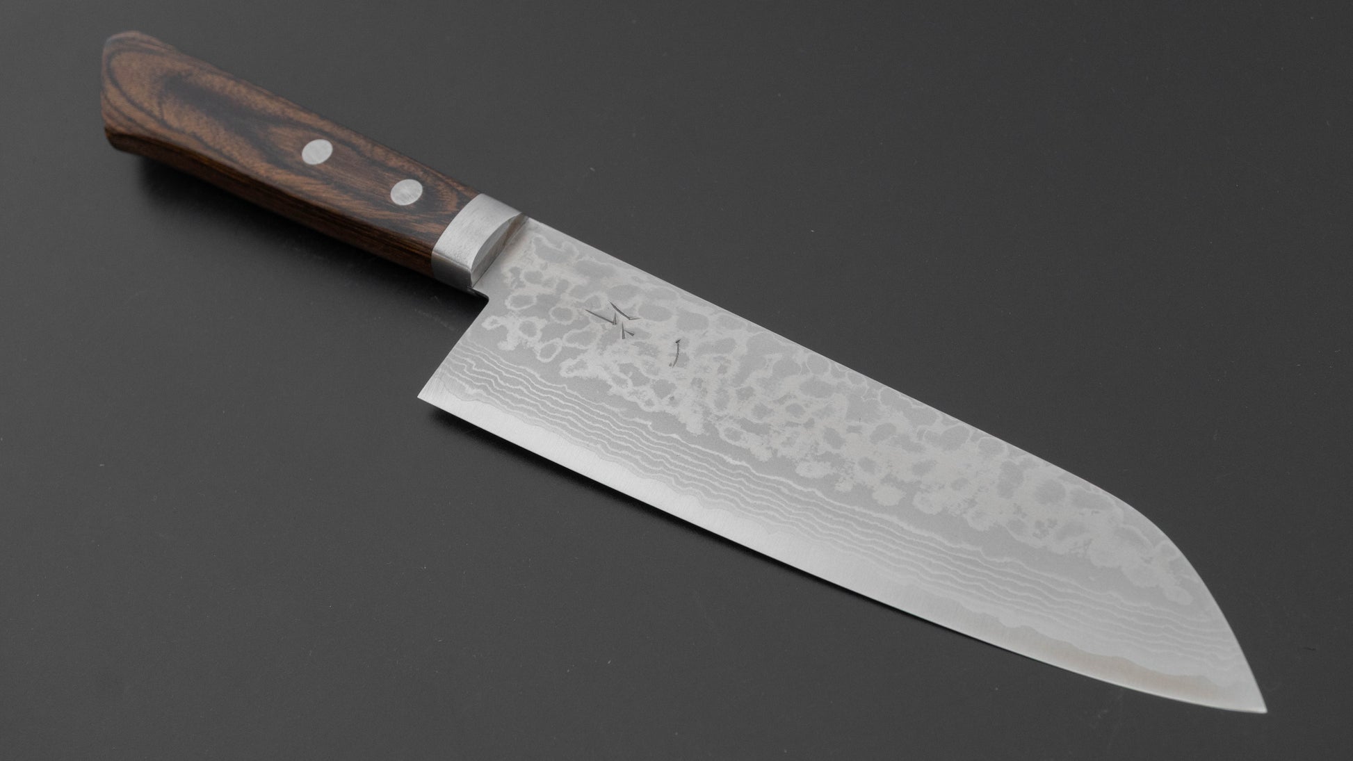 Hitohira NM V10 Damascus Santoku 170mm Brown Pakka Handle