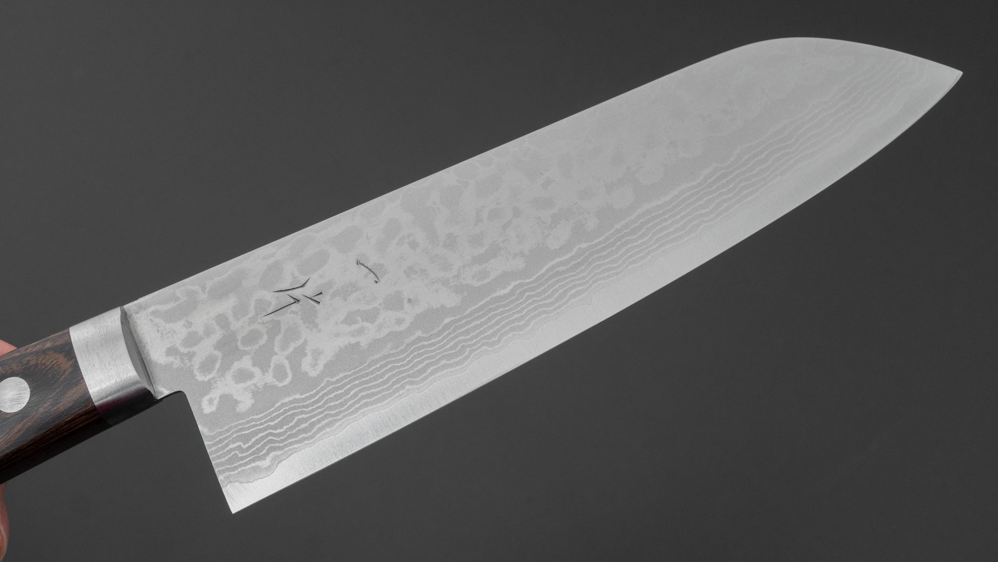 Hitohira NM V10 Damascus Santoku 170mm Brown Pakka Handle