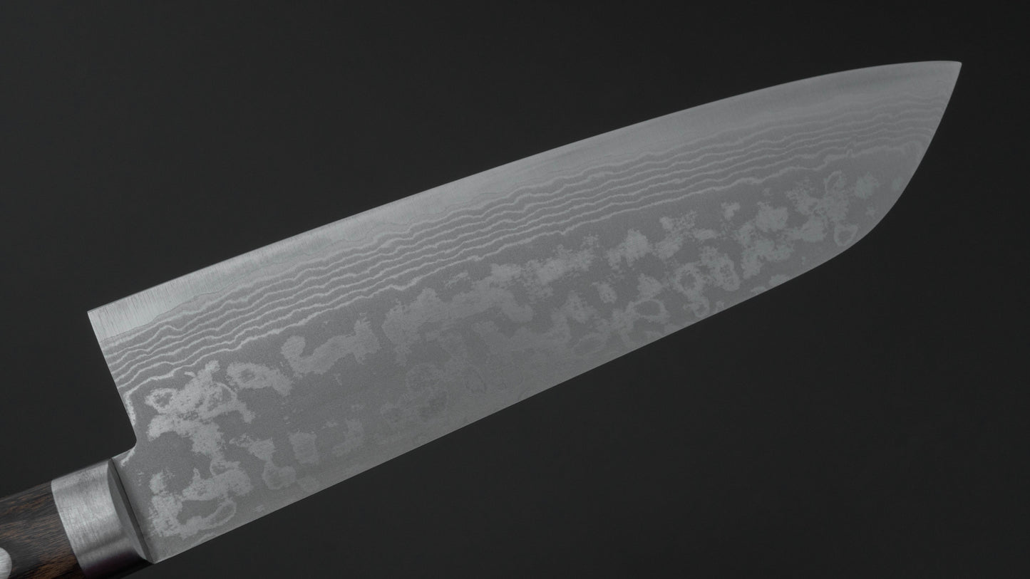Hitohira NM V10 Damascus Santoku 170mm Brown Pakka Handle