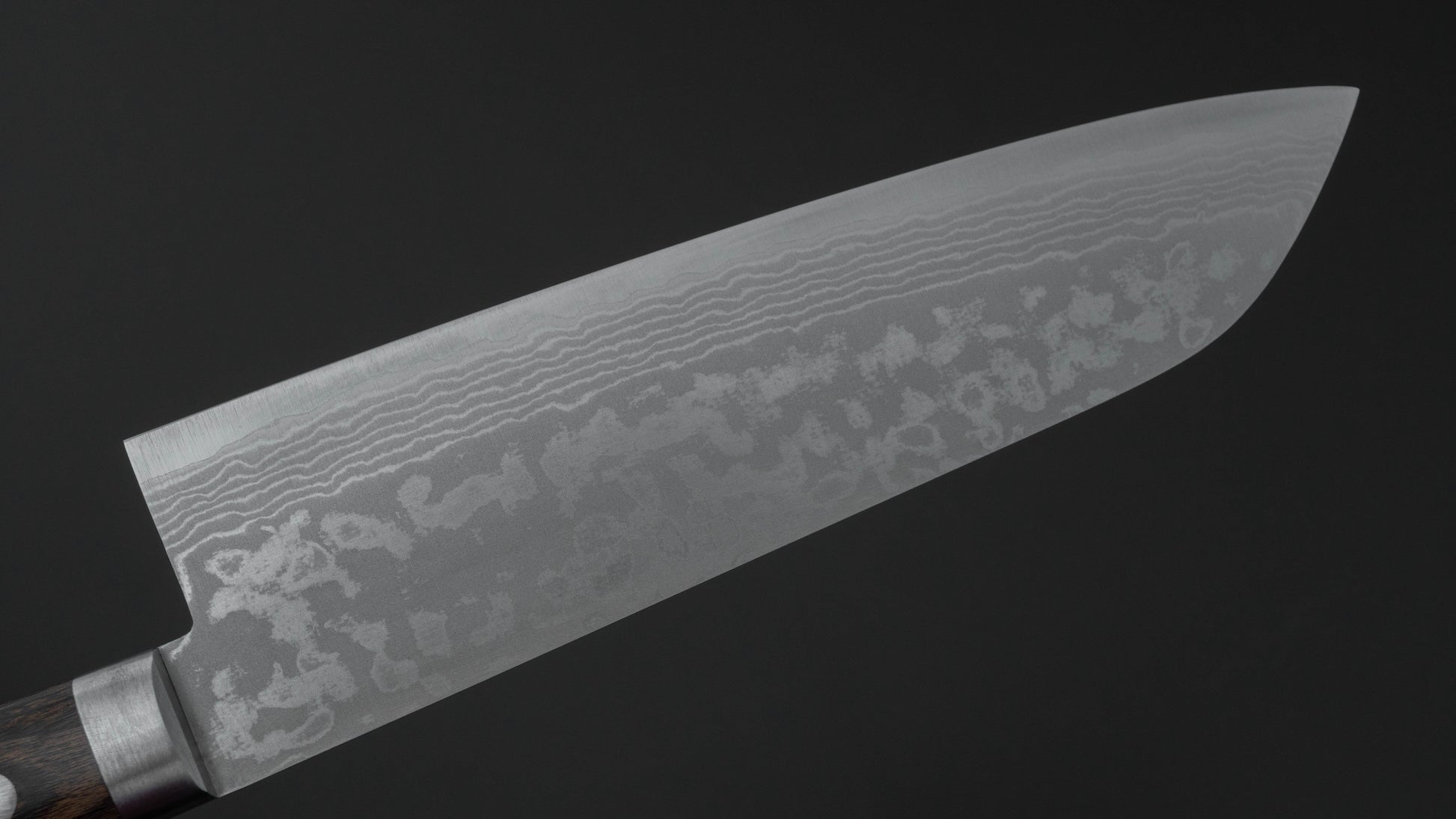 Hitohira NM V10 Damascus Santoku 170mm Brown Pakka Handle