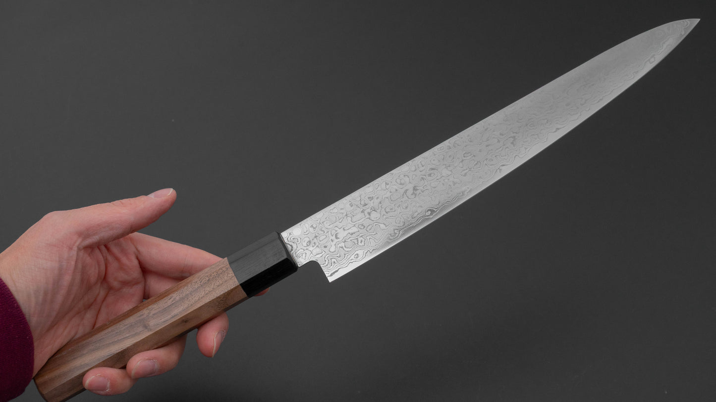 Hitohira HG Damascus Sujihiki 240mm Walnut Handle