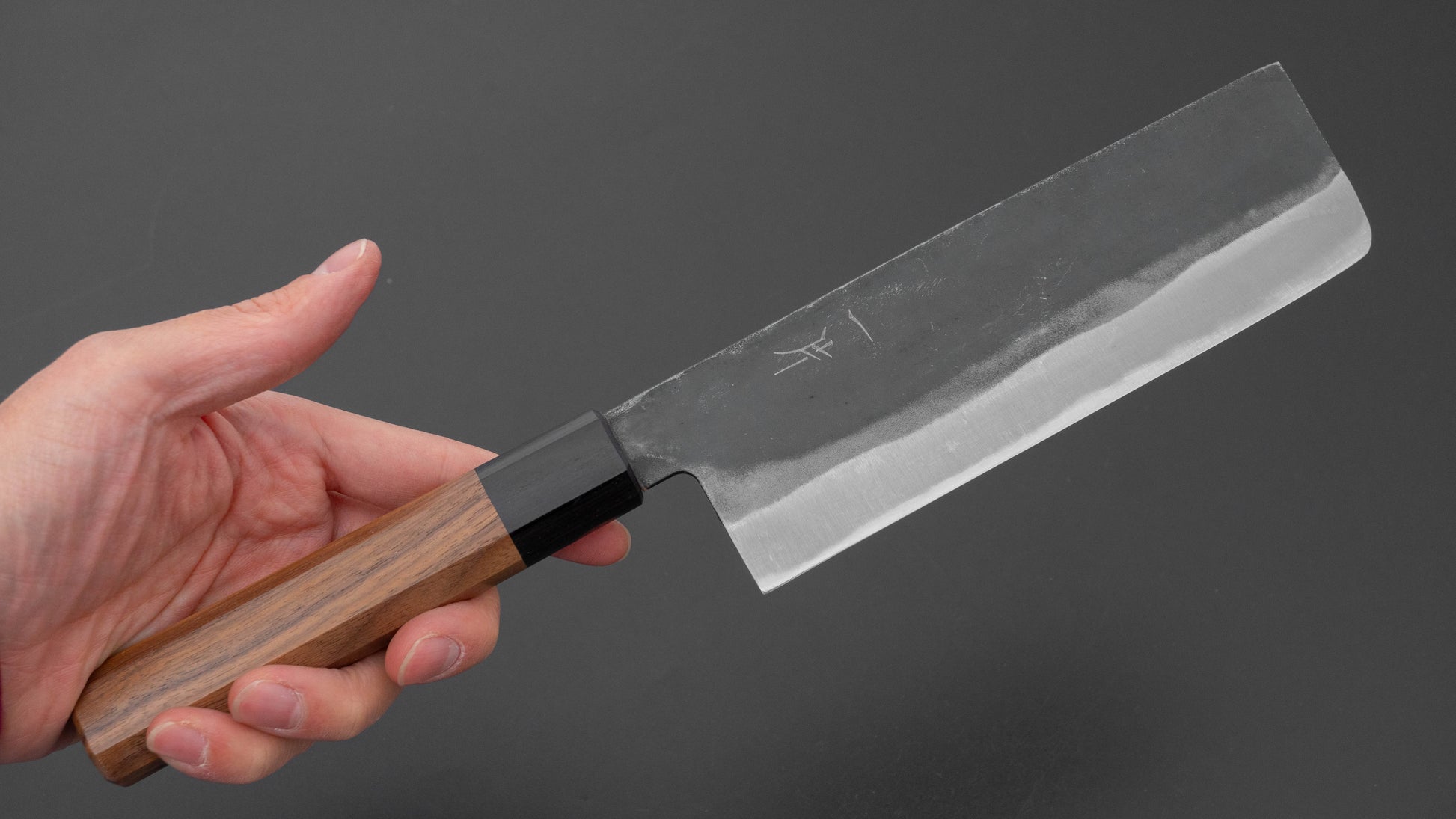 Hitohira Hizen Kurouchi Blue #1 Nakiri 165mm Walnut Handle