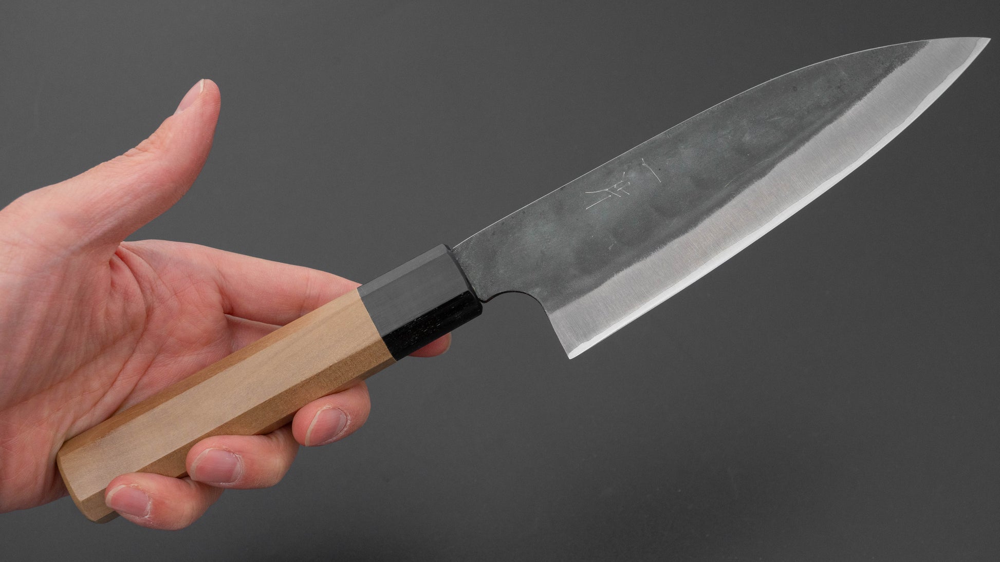 Hitohira Hizen Kurouchi Blue #1 Stainless Clad Gyuto 155mm Ho Wood Handle