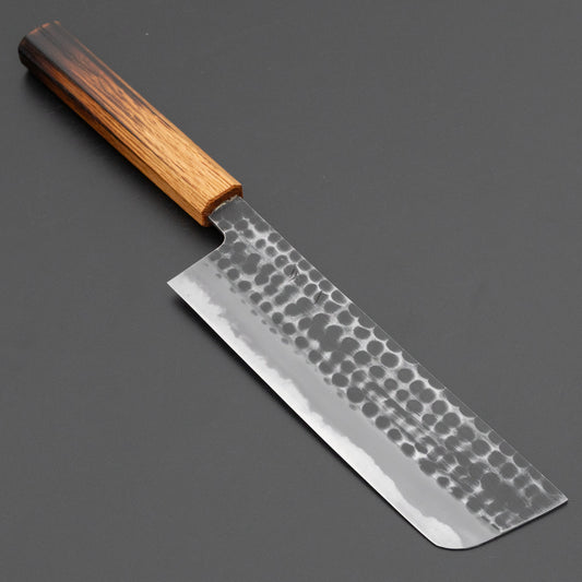 Hitohira Hinode Tsuchime White #2 Nakiri 180mm Burnt Oak Handle (#01)