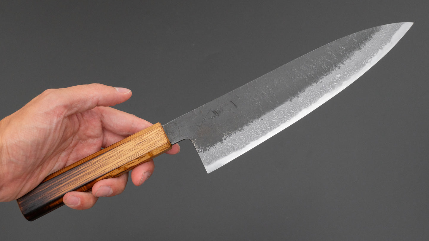 Hitohira Hinode Nashiji Damascus White #2 Gyuto 210mm Burnt Oak Handle (#03)