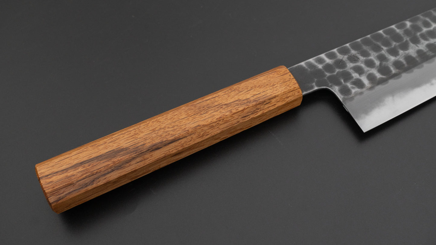 Hitohira Hinode Tsuchime White #2 Santoku 180mm Oak Handle (#10)