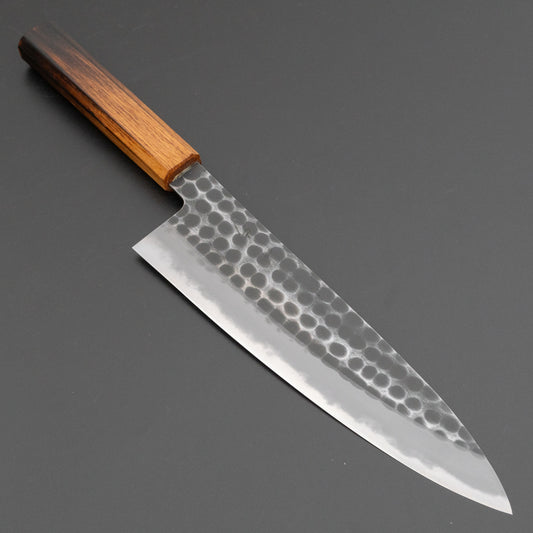 Hitohira Hinode Tsuchime White #2 Gyuto 210mm Burnt Oak Handle (#13)