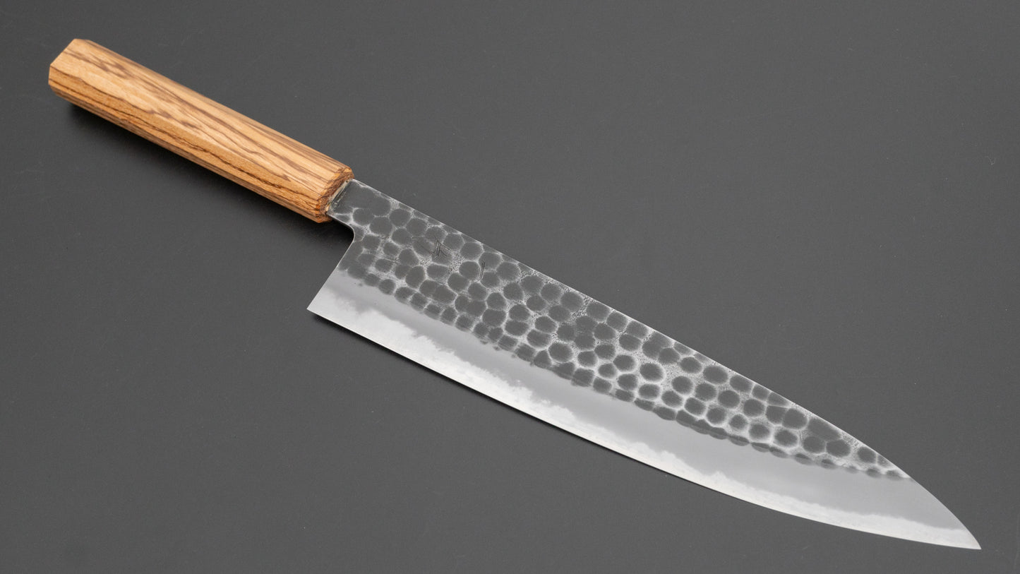 Hitohira Hinode Tsuchime White #2 Gyuto 240mm Zebrawood Handle (#14)