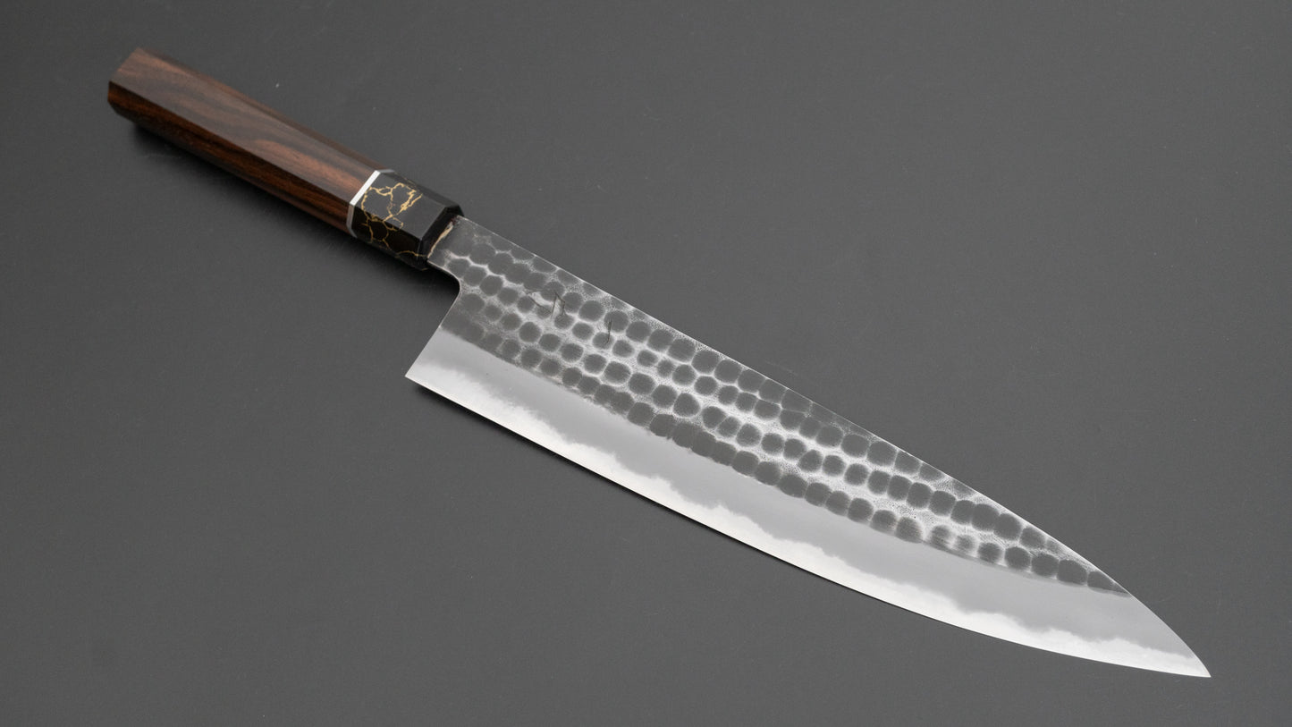 Hitohira Hinode Tsuchime White #2 Gyuto 240mm Ebony Handle (#15)