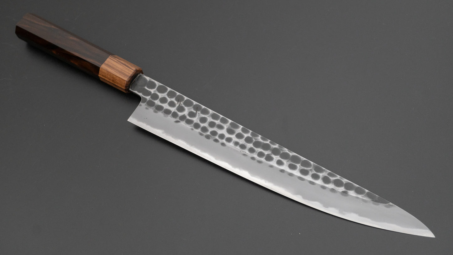 Hitohira Hinode Tsuchime White #2 Sujihiki 240mm Ebony Handle (#17)