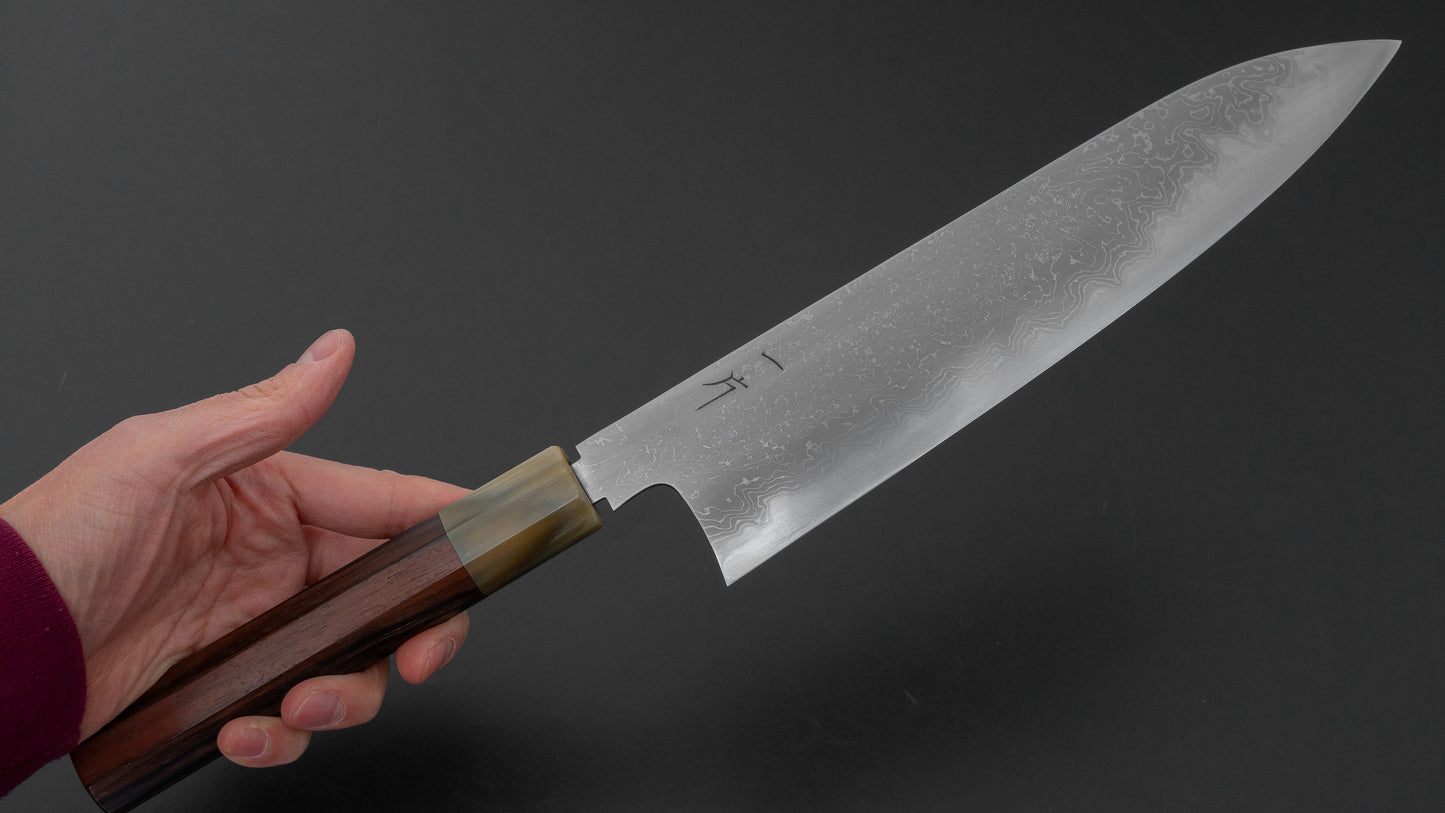Hitohira Nigara Forged B2 Damascus Gyuto 240mm Taihei Makassar Ebony Handle