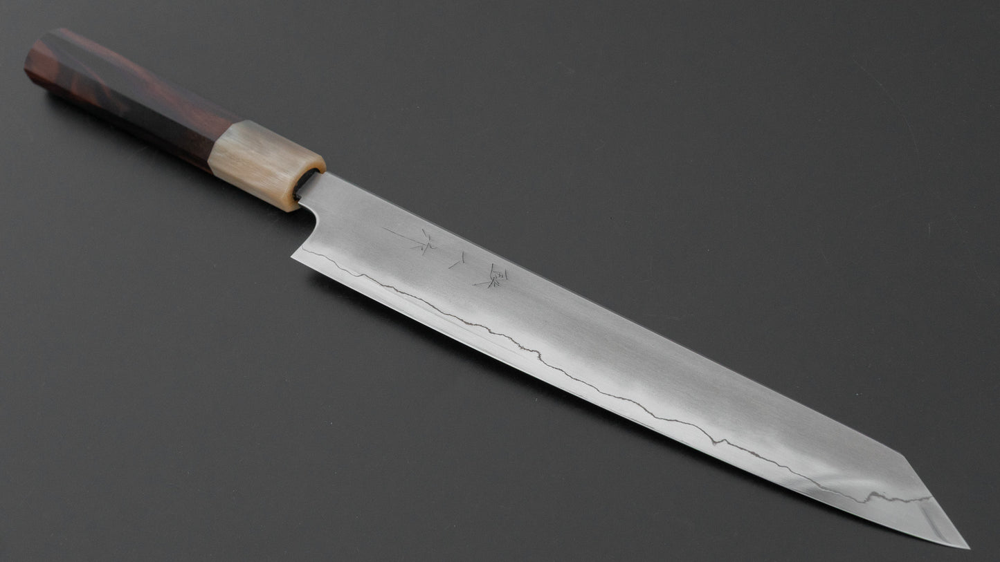 Tetsujin Silver #3 Kasumi Kiritsuke Sujihiki 240mm Taihei Makassar Ebony Handle